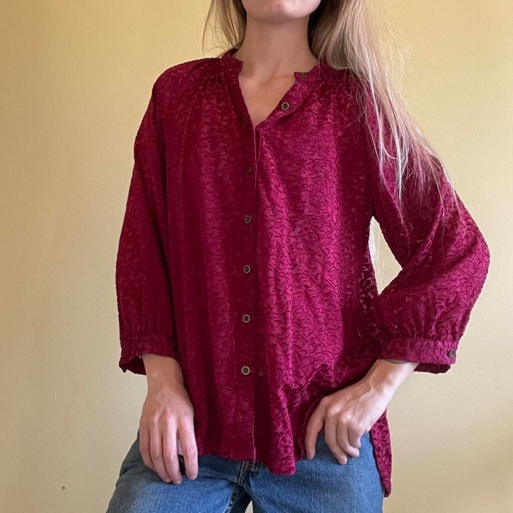 Maroon long sleeve button down - image 5